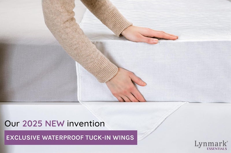 Lynmark 2x Waterproof Bed Protector with TuckIn Flaps Washable Bedwetting Incontinence Sheets Absorb Up to 2L LeakProof OEKOTex Certified Cotton Mattress Pad for Single Beds 90x85cm White - Image 3