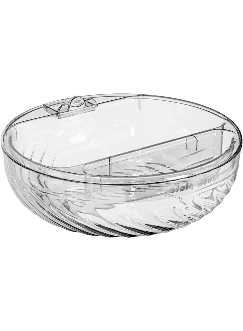 SOLARAE Fruit Basket for Kitchen, Double-Layer Draining Fruit Snack Bowl with Phone Holder, Dining Table Centerpiece Decor, Snack Tray with Lid for Kitchen and Home Decor, Transparent Sliver - Image 1