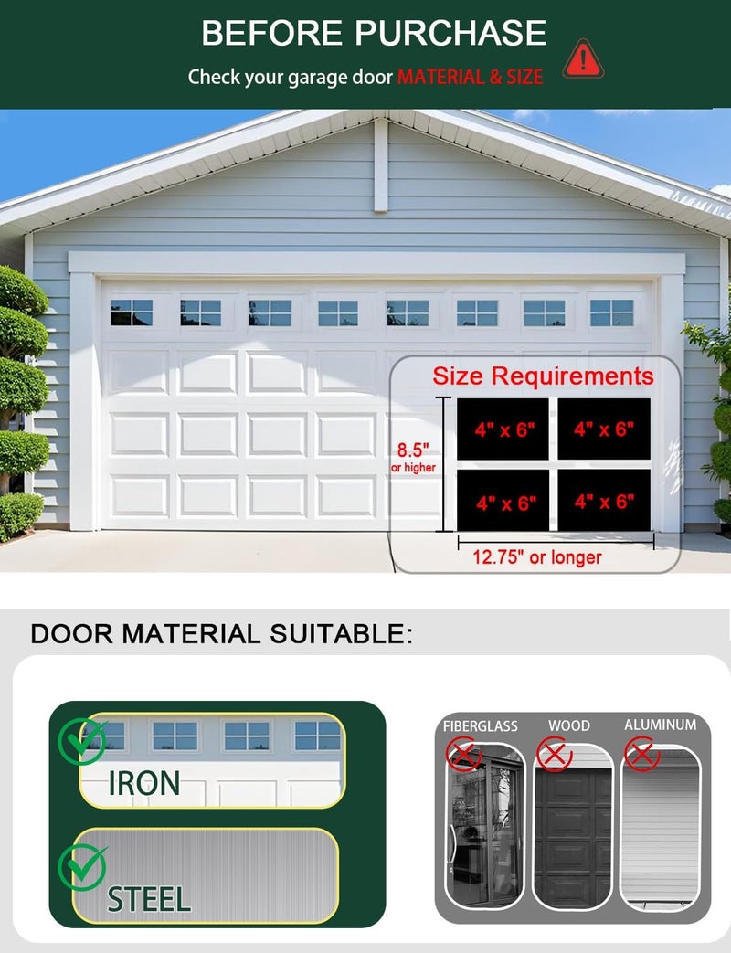 YURROAD 32Pcs Strong Magnetic Fake Windows for 2 Car Garage Door - Glossy Realistic Look, No-Tools Install in 10 Mins & Won't Fall Off Decorative Hardware (6" x 4") - Image 5