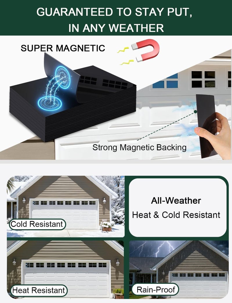 YURROAD 32Pcs Strong Magnetic Fake Windows for 2 Car Garage Door - Glossy Realistic Look, No-Tools Install in 10 Mins & Won't Fall Off Decorative Hardware (6" x 4") - Image 4
