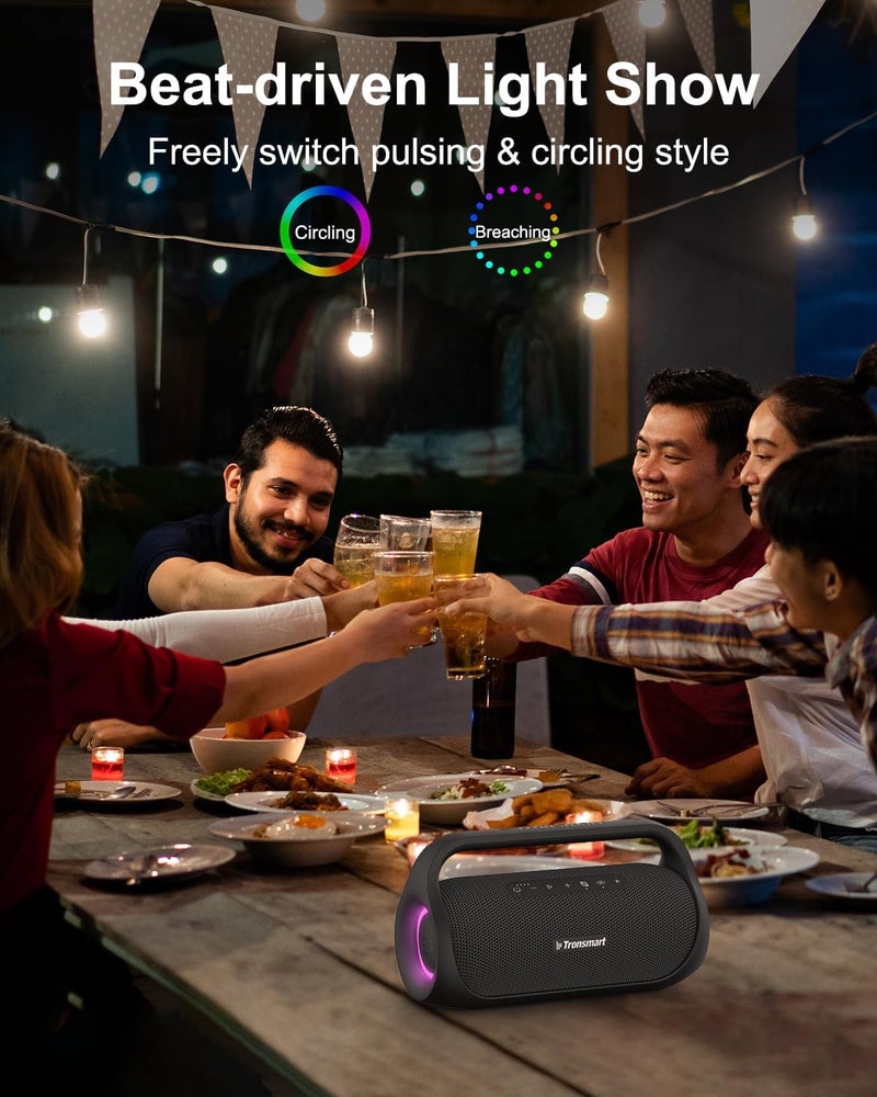 ترونسمارت مكبر صوت Bang Mini بقوة 50 واط مع صوت ستيريو، بلوتوث 5.3، مقاوم للماء IPX6، وقت تشغيل 15 ساعة، مكبر صوت لاسلكي محمول مع بنك طاقة وNFC للمنزل والحفلات والسفر - أسود - Image 4