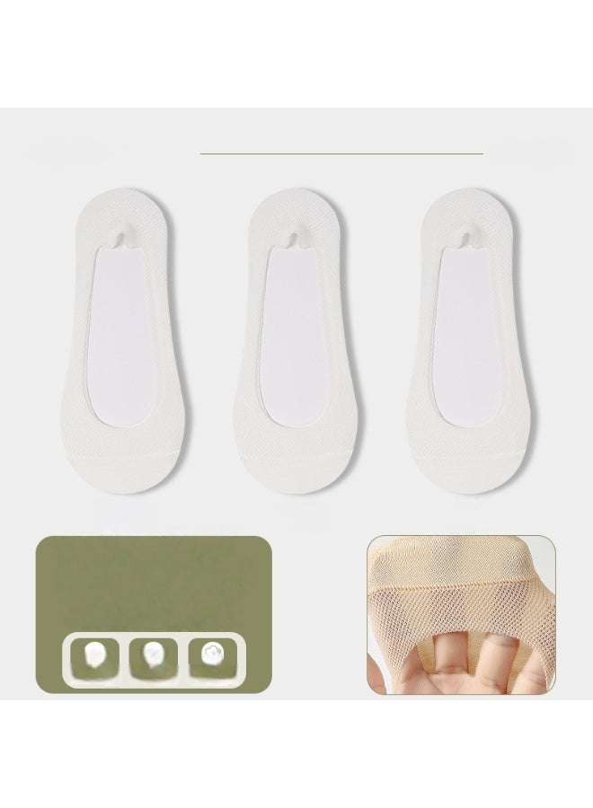 Shougu Women's Thin Anti Slip And Non Shedding Boat Socks With Shallow Mouth 3 Piece Set 
