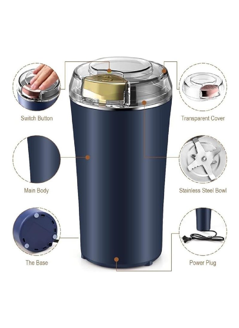 DIGI CORE Electric Grinder 1.5L Portable Coffee Grinder Semi-automatic 4 Sharp Blades Strong Power High Rotation Speed Low Noise Stainless Steel Coffee Grinder  Coffee Bean Mill 200W  - Image 2