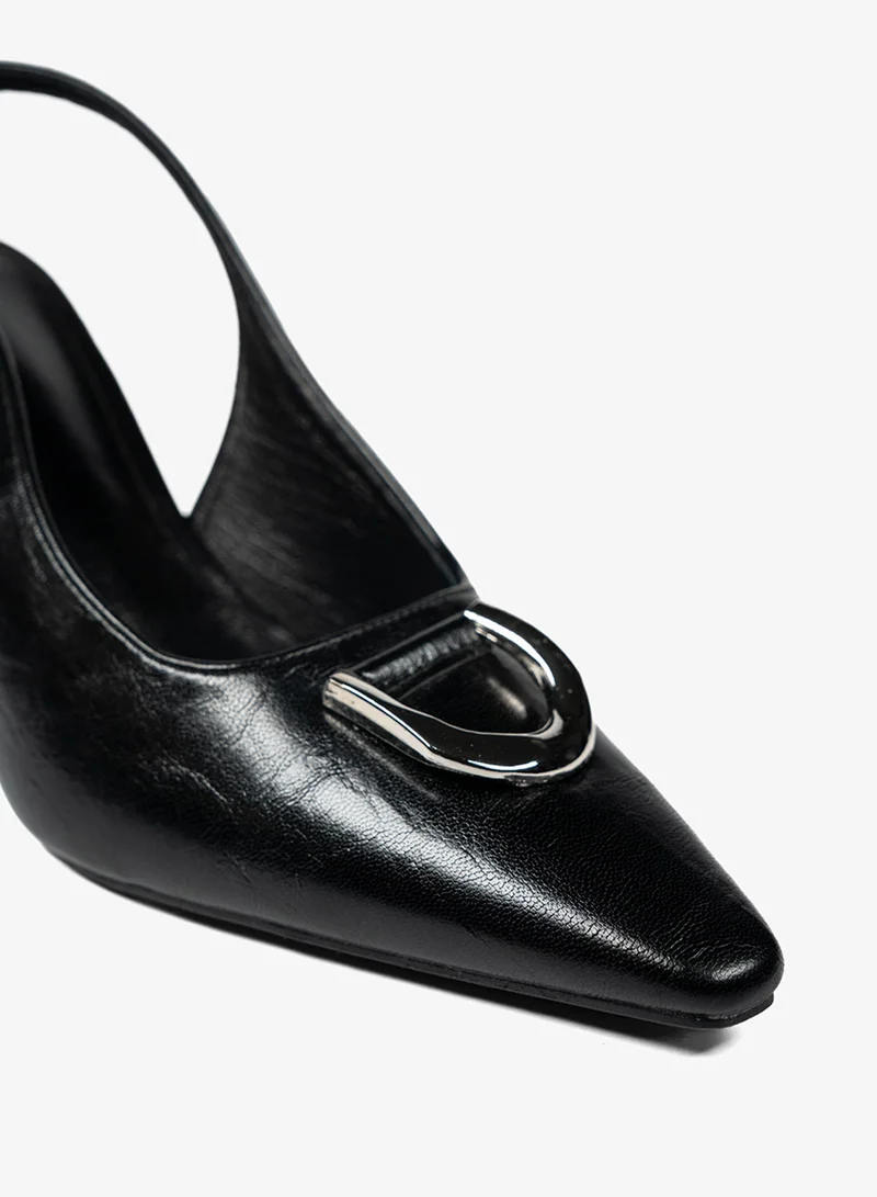 Geoomnii BLACK Geoomnii Mid Heel Mules for Women – Stylish Backless Slip-On Heels for Office, Party & Everyday Wear for Women | Best Price UAE