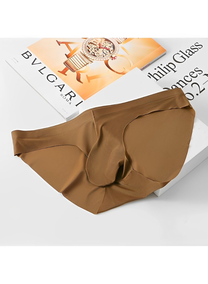 REOCLE Men's Short Briefs Underwear Ice Silk Fitness Sport Underpants Classic Stretchy Briefs Breathable Underwear Silky Underwear - Image 4