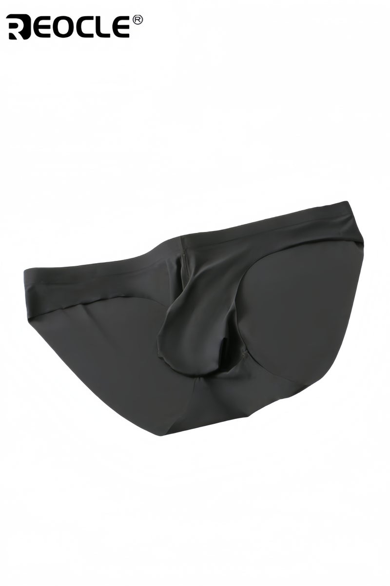 REOCLE Men's Short Briefs Underwear Ice Silk Fitness Sport Underpants Classic Stretchy Briefs Breathable Underwear Silky Underwear - Image 1