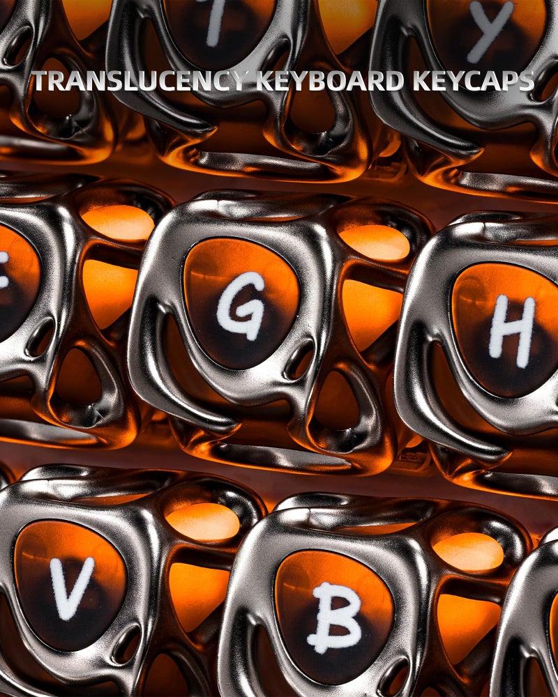 HITIME XVX Venom Keycap 60 75 100 Percent, Translucency Keyboard Keycaps w/Hollowed-out Design, ABS+PC Material Keycaps, MOA Profile Keycap, Full 120 Key Set for MX Mechanical Gaming Keyboards (Silver) - Image 3