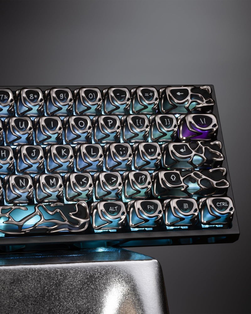 HITIME XVX Venom Keycap 60 75 100 Percent, Translucency Keyboard Keycaps w/Hollowed-out Design, ABS+PC Material Keycaps, MOA Profile Keycap, Full 120 Key Set for MX Mechanical Gaming Keyboards (Silver) - Image 1