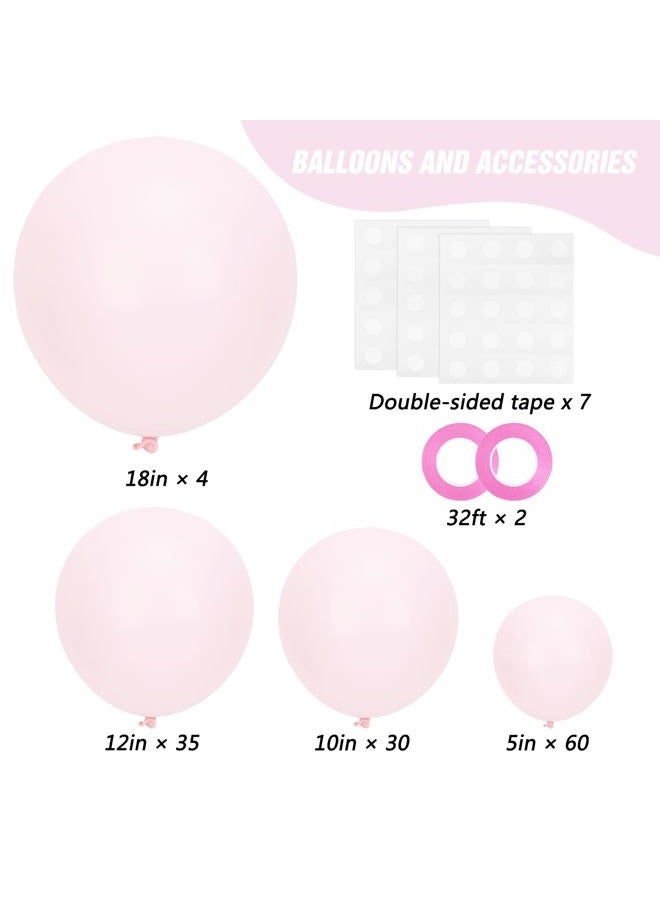 RUBFAC Pale Pink Balloons 129pcs Different Sizes Pack of 18 12 10 5 Inch, Latex Light Baby Pastel Pink Balloon Garland Arch Kit for Baby Shower Engagement Bachelorette Wedding Birthday Party - Image 2