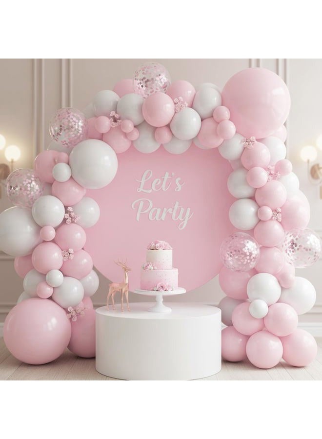 RUBFAC Pale Pink Balloons 129pcs Different Sizes Pack of 18 12 10 5 Inch, Latex Light Baby Pastel Pink Balloon Garland Arch Kit for Baby Shower Engagement Bachelorette Wedding Birthday Party - Image 5