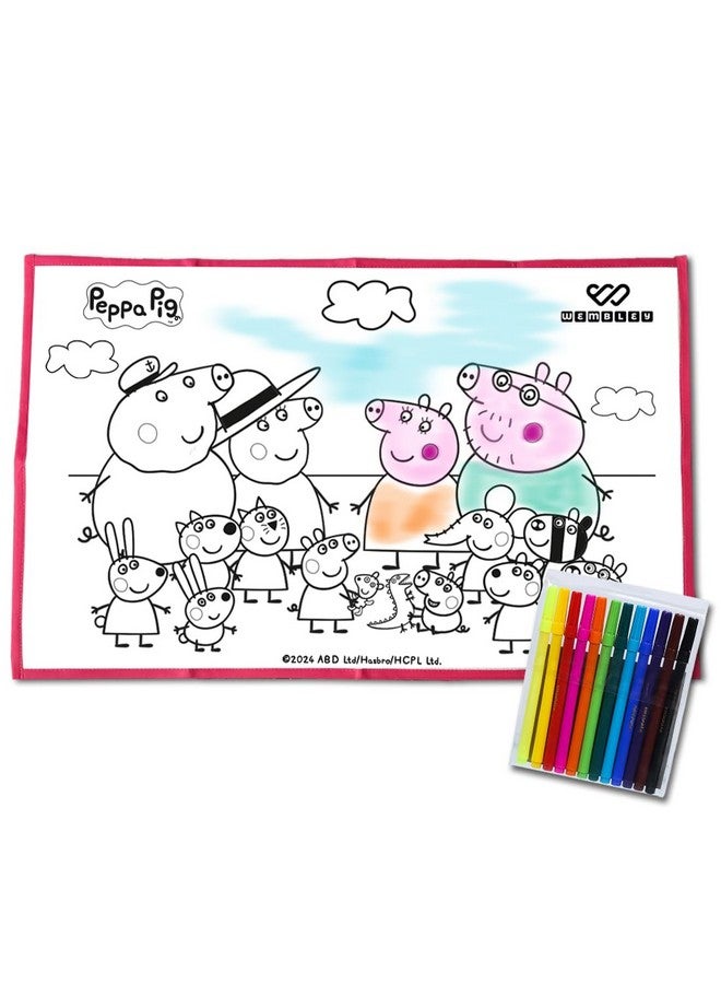 ويمبلي سجادة تلوين ويمبلي بيبا بيج مع 12 علامة - سجادة رسم متينة وقابلة لإعادة الاستخدام وتعليمية للأطفال من سن 3 سنوات فما فوق مثالية للتعلم والمرح - هدية مثالية للأطفال الصغار وأعياد الميلاد والفصول الدراسية - Image 1