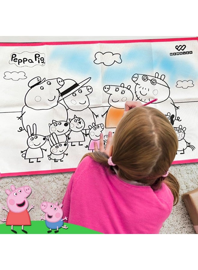 ويمبلي سجادة تلوين ويمبلي بيبا بيج مع 12 علامة - سجادة رسم متينة وقابلة لإعادة الاستخدام وتعليمية للأطفال من سن 3 سنوات فما فوق مثالية للتعلم والمرح - هدية مثالية للأطفال الصغار وأعياد الميلاد والفصول الدراسية - Image 3