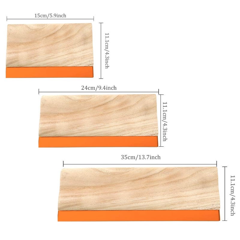 Caydo 3 Pieces 3 Sizes Screen Printing Squeegee, 75 Durometer Wooden Ink Scraper for Screen Printing Fabric, 5.9 Inch, 9.4 Inch and 13.7 Inch - Image 2