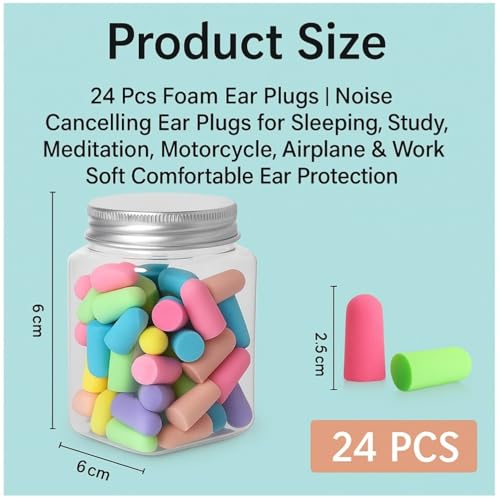Flavizo 24 Pcs Foam Ear Plugs for Sleeping, Study, Meditation & Travel | Noise Cancelling Ear Plugs for Airplane, Riding, Motorcycle & Work | Comfortable Soft Foam Ear Protection Plugs with Case - Image 2