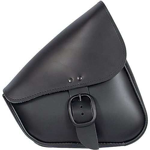 Willie & Max Black Leather Motorcycle Swingarm Bag for Sportsters/Dual Shock Models - Matte Black Buckle - Made in USA by Willie and Max [PN:59906-00] - Image 1