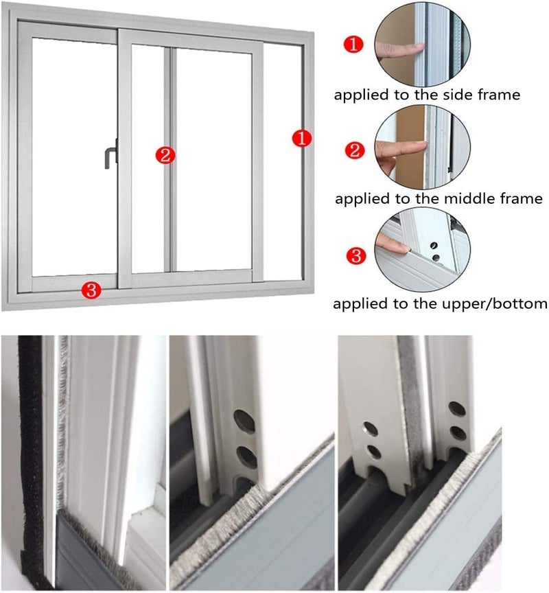 Orrda Sliding Door Seal Strip Adhesive Brush Weather Stripping Strips for Windows Dustproof Sliding Door Frame Seal Brush Strip Window Seal Strip 10 Miter_Multicolor - Image 5