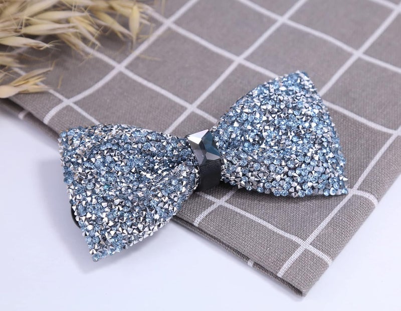 Elfeves Men's Big Boy Sparkle Rhinestone Bow Tie Novelty Banquet Wedding Pre-Tied Bowtie - Image 2