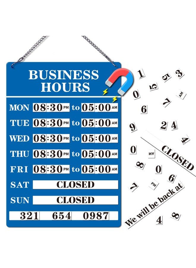 Magrooyar Magnetic Changeable Business Hours Sign, Metal Hours of Operation Signs for Business, Store Hours Sign for Glass Door or Window (BL-hours sign) - Image 1