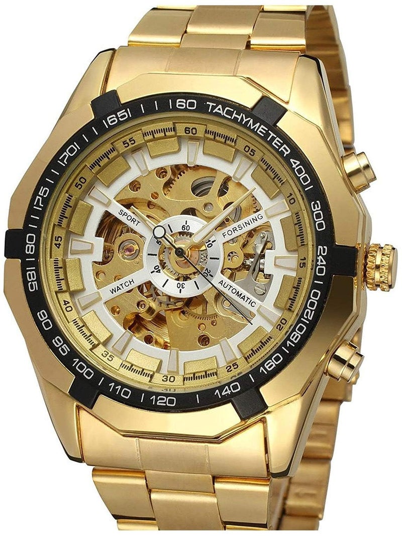 FANMIS Mens Skeleton Watches Luxury Automatic Watch with Stainless Steel Bracelet Wrist Watch - Image 1