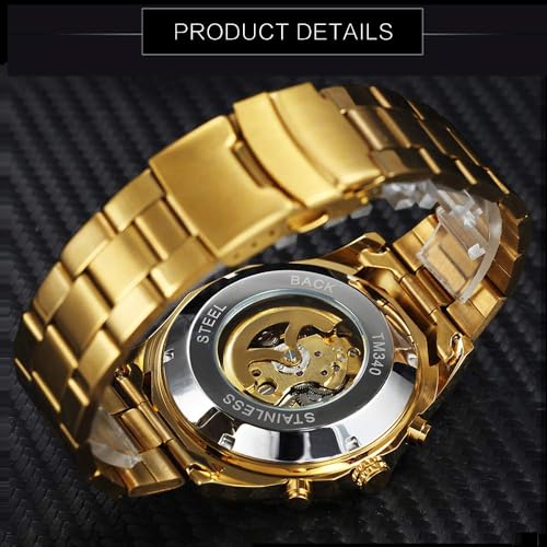 FANMIS Mens Skeleton Watches Luxury Automatic Watch with Stainless Steel Bracelet Wrist Watch - Image 4