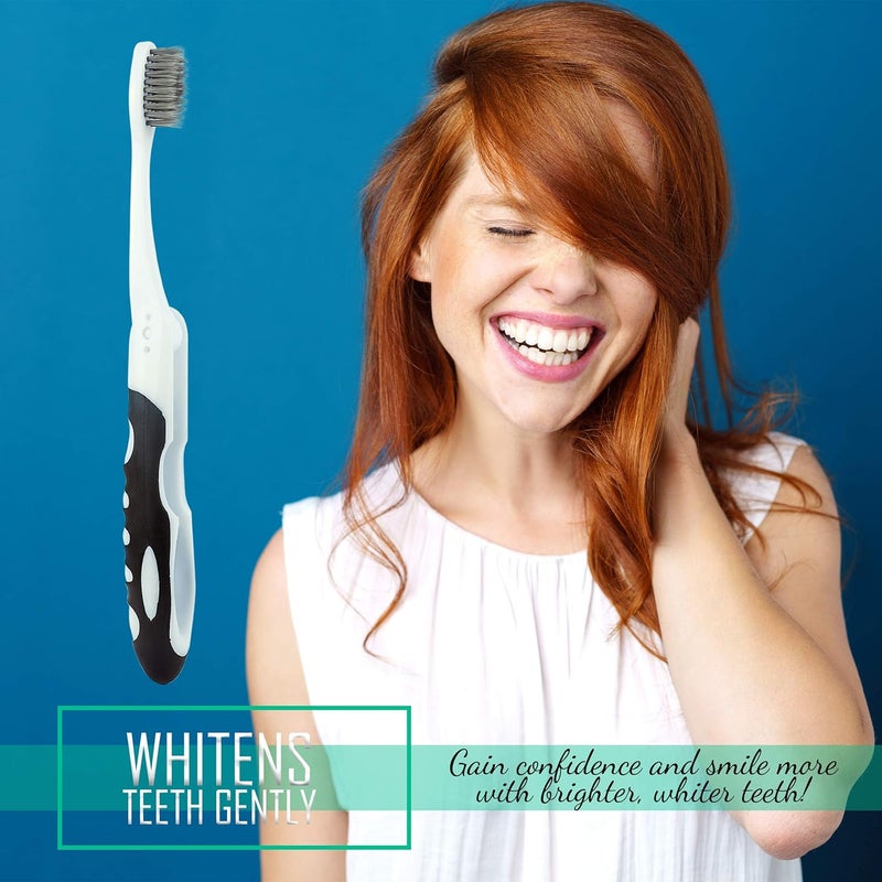 Lingito Folding Toothbrush, Built-in Cover, Travel Size for Hiking, Camping, Traveling, Collapsible Toothbrush Kit (3 Pack Soft-Charcoal) - Image 4