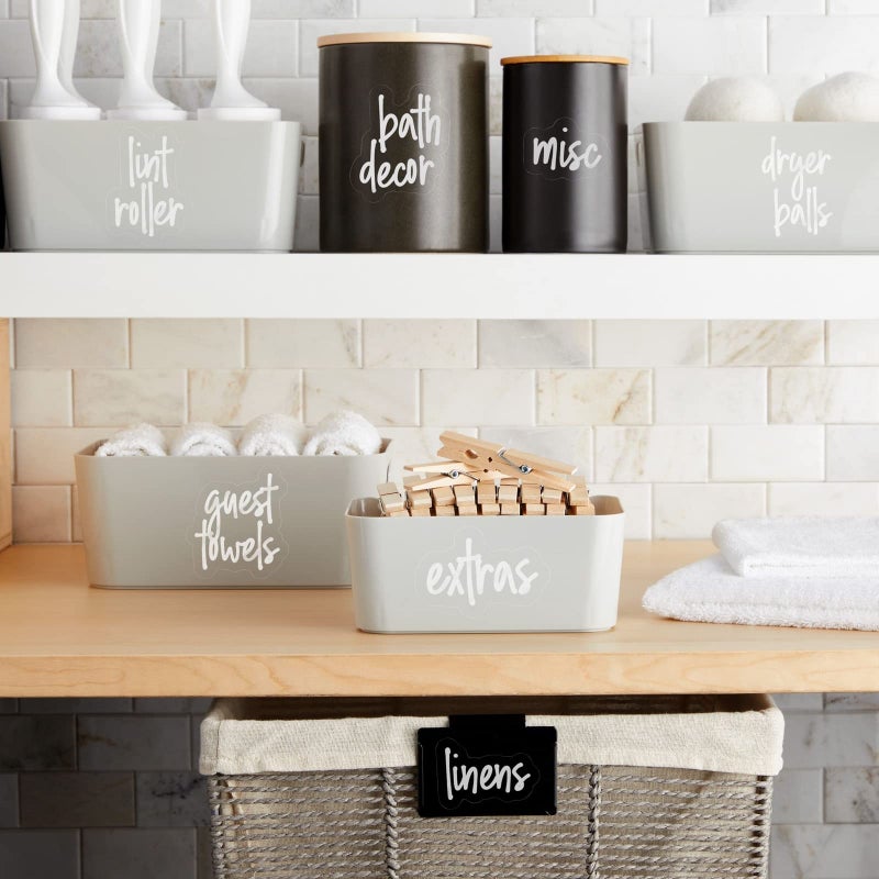 Talented Kitchen 141 Laundry Labels for Jars  Containers - Preprinted White Script Stickers for Linen Closet  Bathroom  Cleaning Supplies Organization (Water Resistant) - Image 3