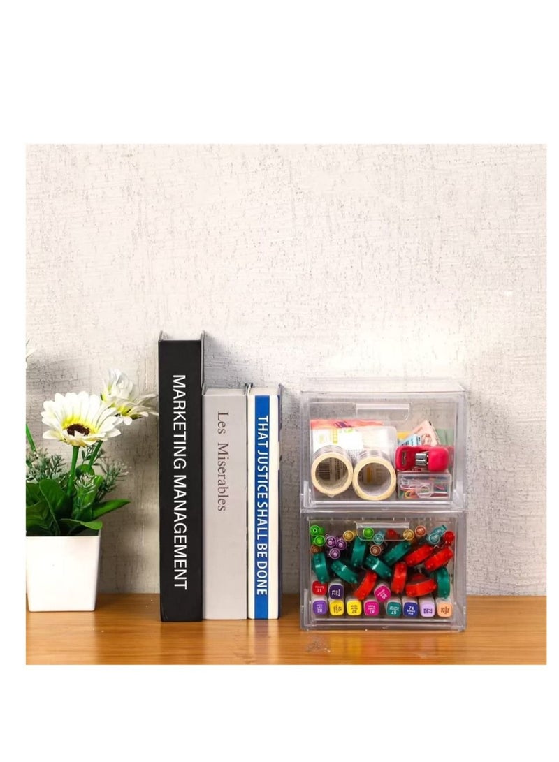 SYOSI 2 Pack Clear Makeup Organizer for Vanity Stackable Acrylic Cosmetic Display Case For Bathroom Under Cabinet Organizers And Storage Drawer For Make up Nail Polish Medicine Craft Organizing - Image 3