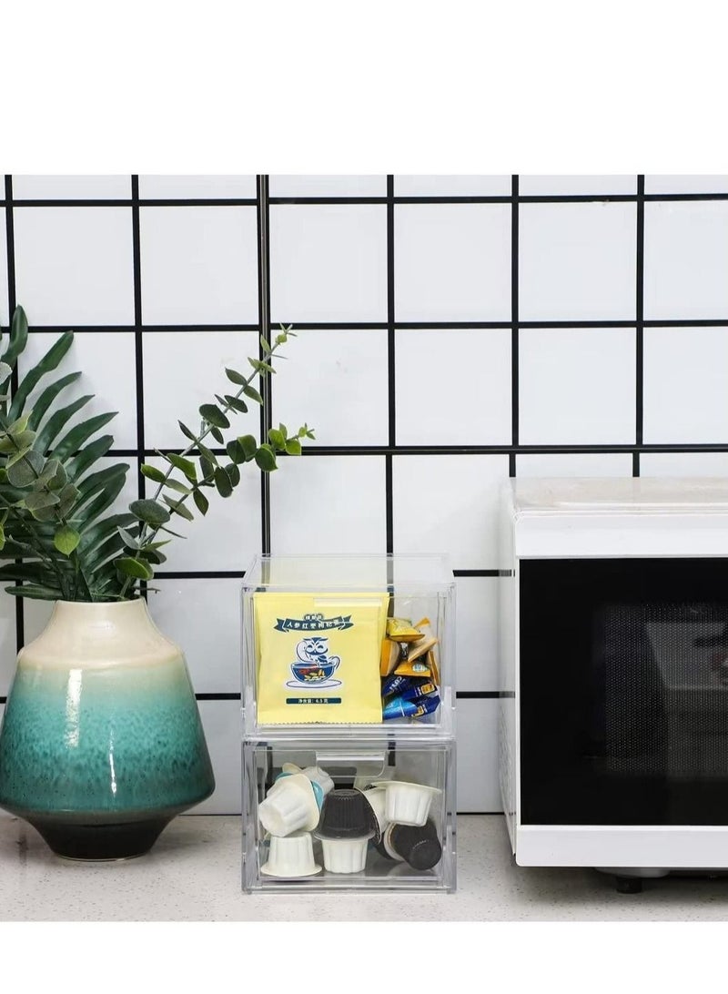 SYOSI 2 Pack Clear Makeup Organizer for Vanity Stackable Acrylic Cosmetic Display Case For Bathroom Under Cabinet Organizers And Storage Drawer For Make up Nail Polish Medicine Craft Organizing - Image 5