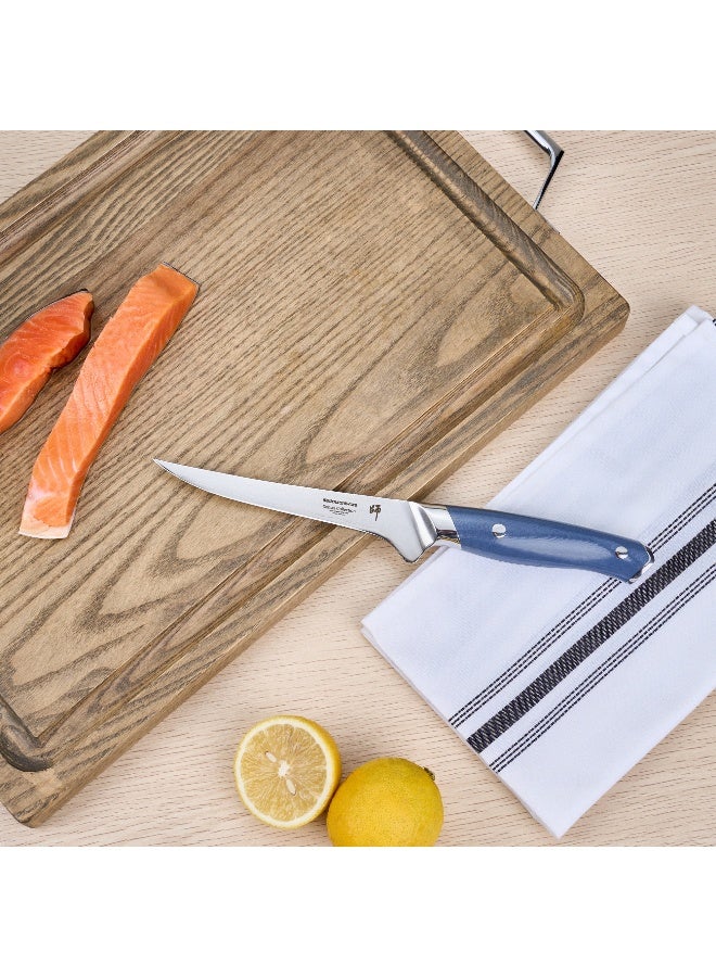 Restaurantware 6 Inch Japanese Boning Knife, 1 Meat Trimming Knife - High-Carbon, 67 Layer, Blue Damascus Steel Sharp Fillet Knife, Ergonomic Handle, For De-boning, Filleting, Skinning, And Trimming - Image 3