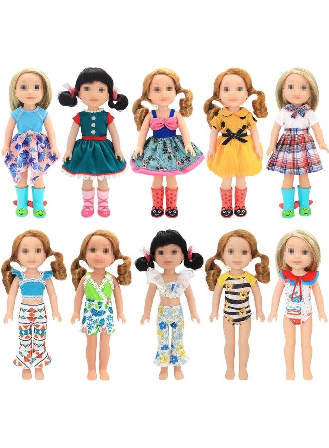 SOTOGO 10 Sets American Wellie Doll Clothes Outfits Dresses Pajamas Swimsuit Girl Wishers Doll Clothes Fit For 14 To 14.5 Inch Dolls - Image 2