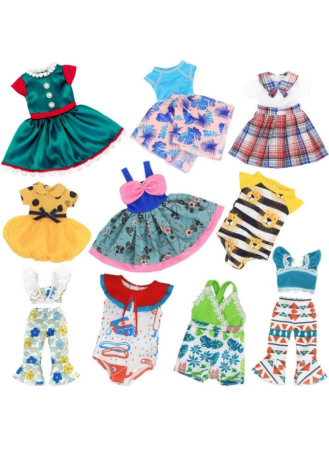 SOTOGO 10 Sets American Wellie Doll Clothes Outfits Dresses Pajamas Swimsuit Girl Wishers Doll Clothes Fit For 14 To 14.5 Inch Dolls - Image 3