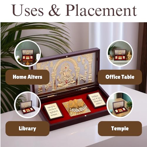 Piepot Asht Ganesh Charan Paduka with Acrylic Box | Ganesh Idol for Home Decor | Gold Plated | Charan Paduka Box for Pooja | Wedding Gifts & House Warming | Diwali Gifts (8X4.5X1.5 Inches) - Image 3