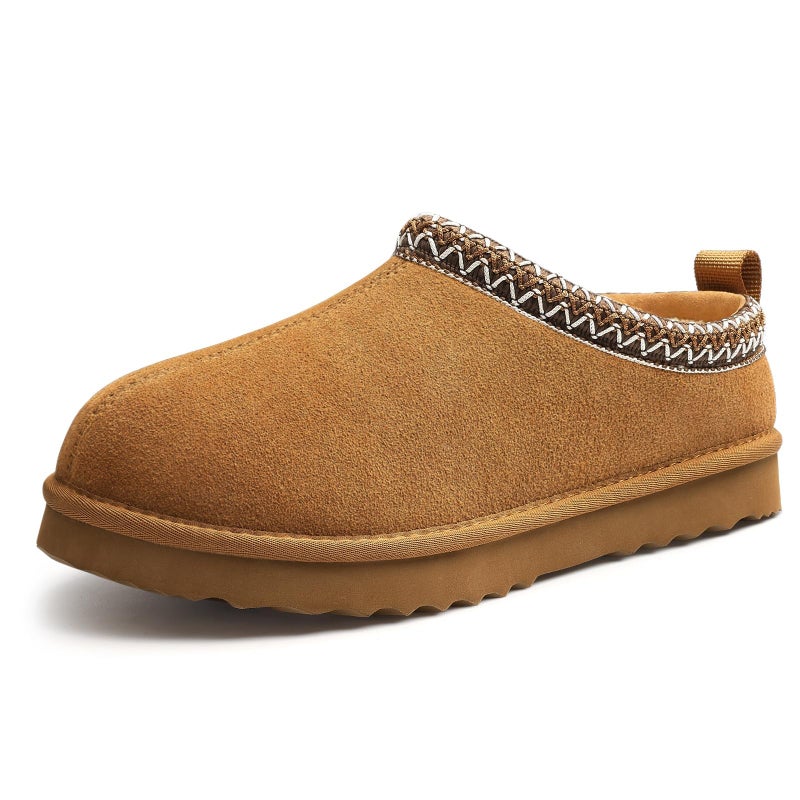 bebealy Genuine Suede Fuzzy Slippers for Women Winter Warm House Shoes Cozy Mini Boots Indoor Outdoor Chestnut Terry Cloth 38 - Image 2