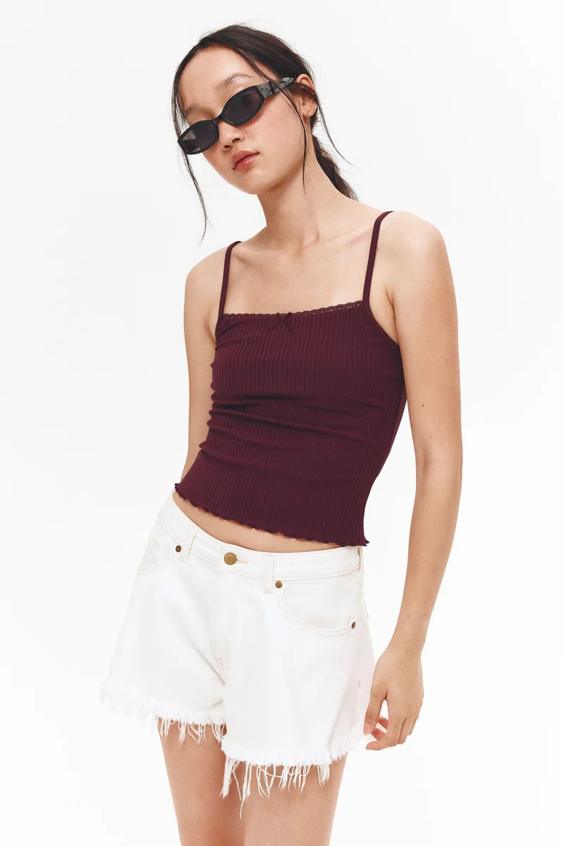 H&M Lace-trimmed strappy top