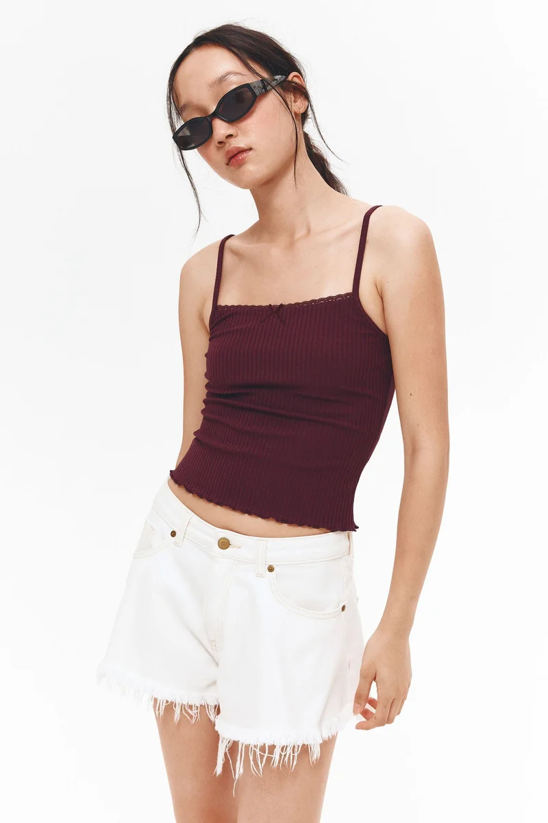 H&M Lace-trimmed strappy top