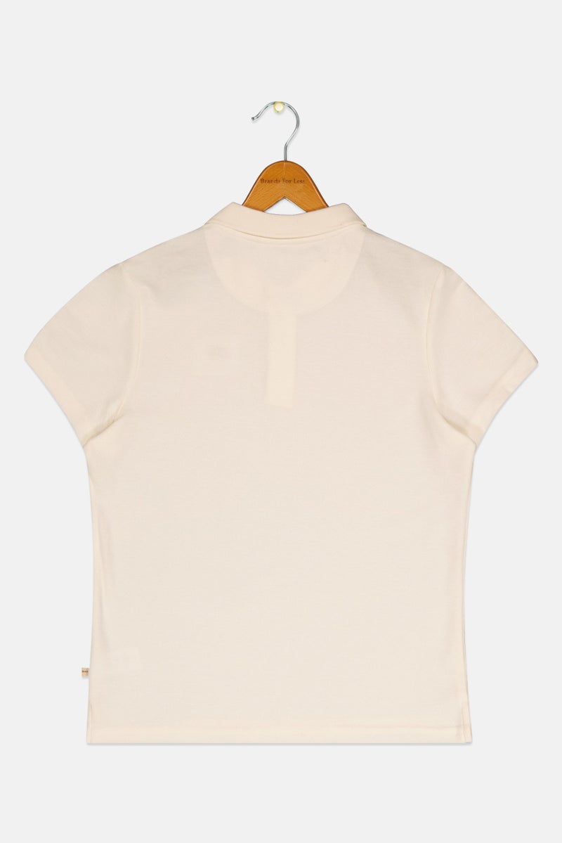 Bearpaw Kids Boy Embraided Logo Short Sleeve Polo Shirt, Off White - Image 3