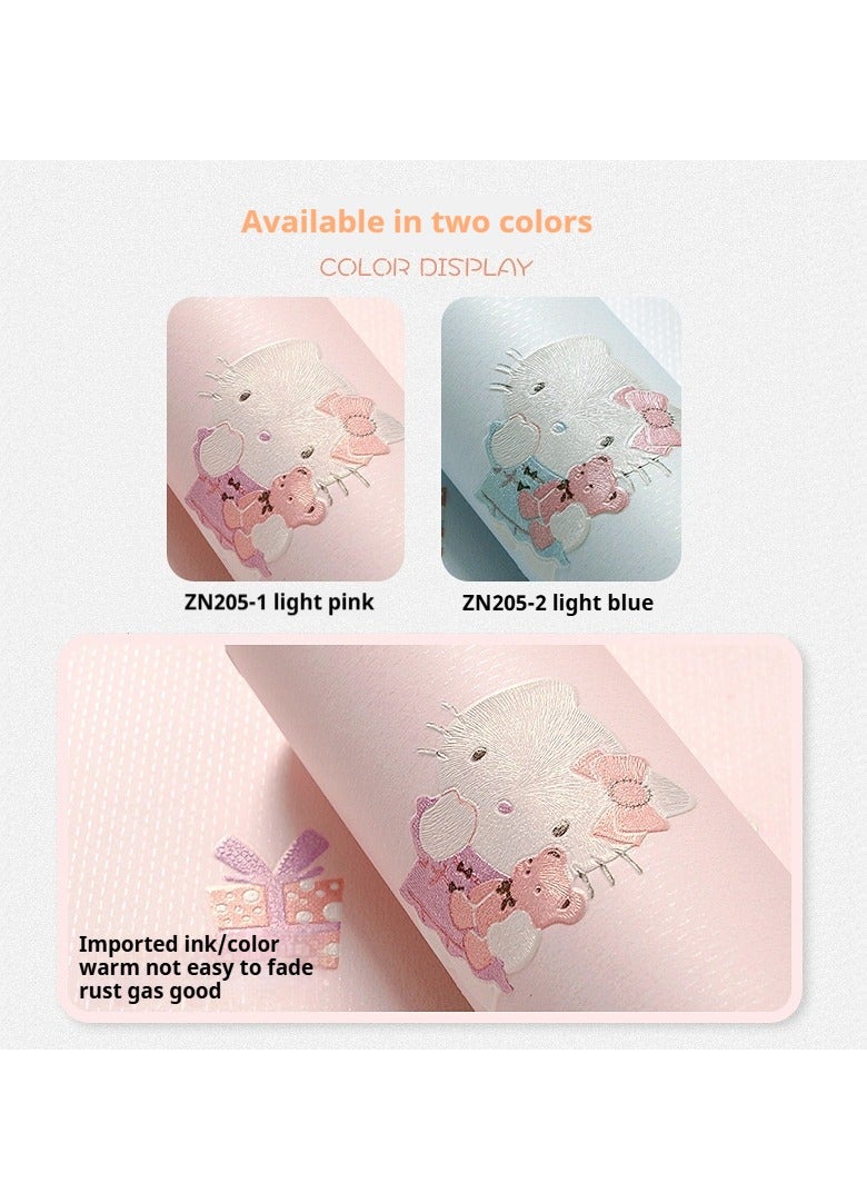 Bluejw ورق جدران ذاتي اللصق مقاوم للماء بتصميم هالو كيتي للأطفال غرفة 0.53*9.5 متر - Image 4