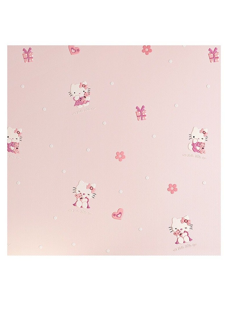 Bluejw ورق جدران ذاتي اللصق مقاوم للماء بتصميم هالو كيتي للأطفال غرفة 0.53*9.5 متر - Image 5