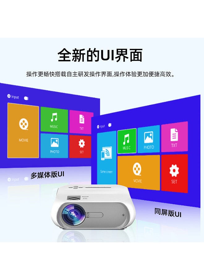 Generic - Manufacturer T9 HD Projector Home Portable Mini Mobile Phone Projector 4K Home Theater Android Same Screen Version Android version (can connect to WiFi and mobile phones) European regulations - Image 1