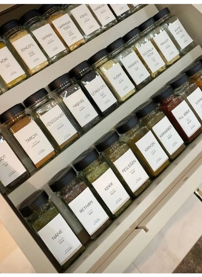 Kt Grup Kt Group Jar Label - 24 Piece Spice Label Set - Not Affected by Water  - Image 1