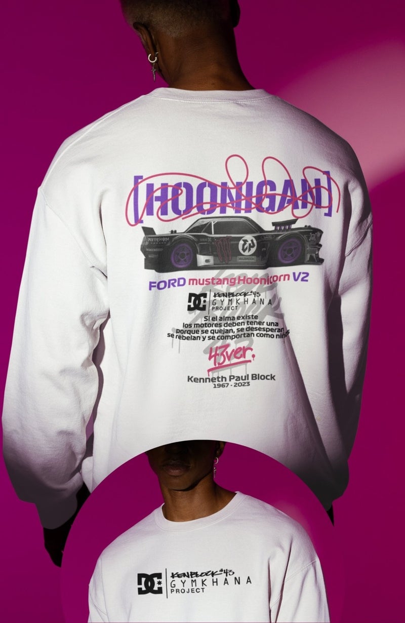 Fuddy Moda Hoonigan Racing Division Back Printed Hoodless Sweatshirt, Oversize Ken Block 43 Sweat - Image 1