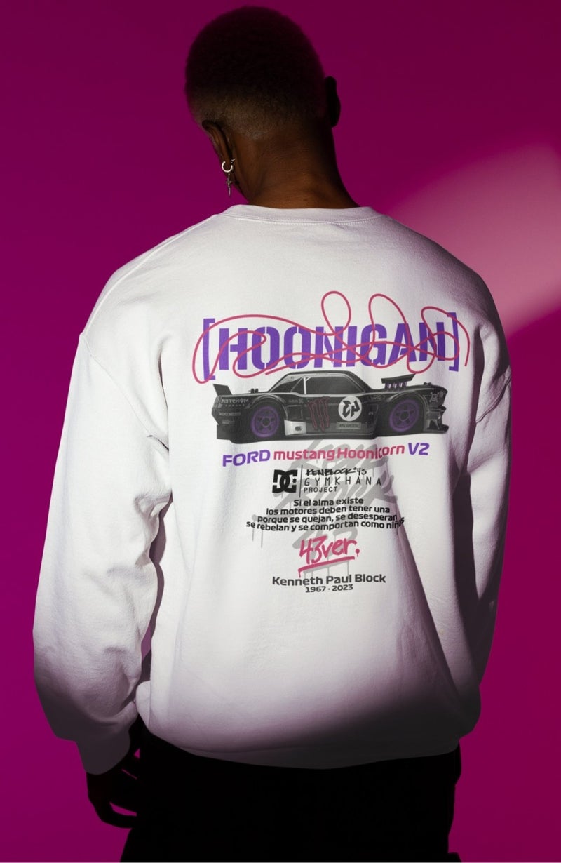 Fuddy Moda Hoonigan Racing Division Back Printed Hoodless Sweatshirt, Oversize Ken Block 43 Sweat - Image 4