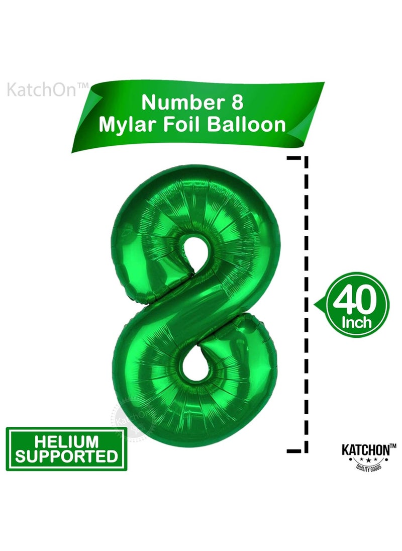KATCHON Green Number 8 Balloon for 8th Birthday Decoration  - Image 2