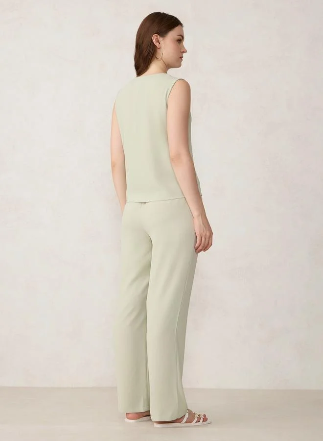 Outzidr  Green Solid Waistcoat and Trousers Co-Ords for Women | Best Price UAE
