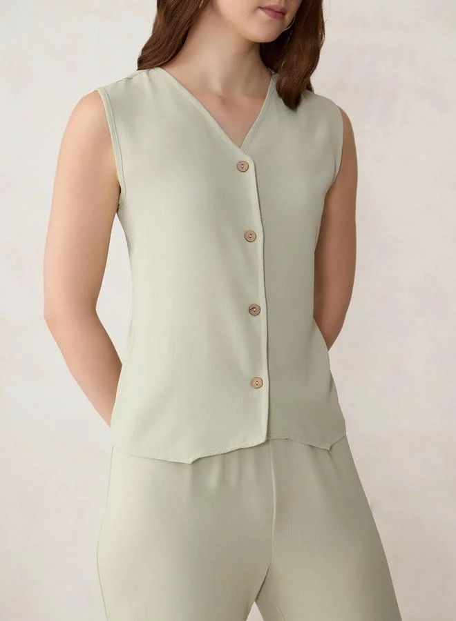 Outzidr  Green Solid Waistcoat and Trousers Co-Ords for Women | Best Price UAE