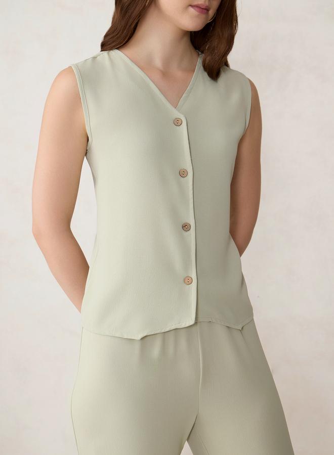 OUTZIDR Green Solid Waistcoat and Trousers Co-Ords - Image 5