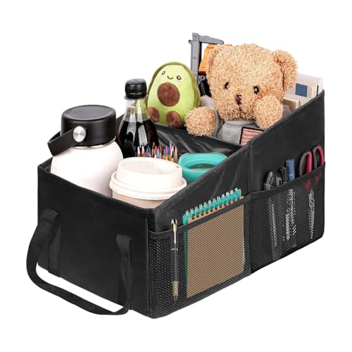 Grekos Car Organizer Car Backseat Organizer for kids Car Organizer with Divide Handles and Multiple Mesh Pockets Passenger Seat Organizer Travel Accessories Collapsible Small Car Seat Storage Caddy - Image 1