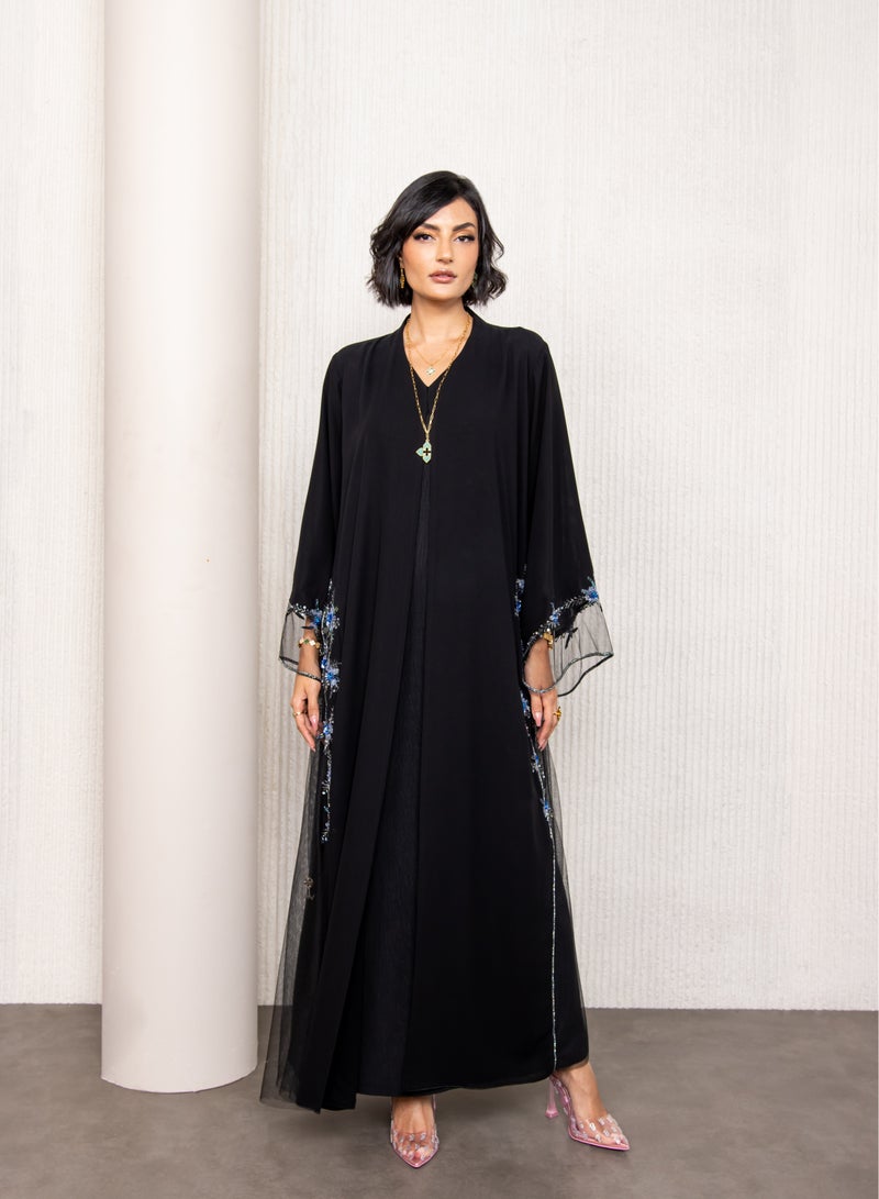 لوف عباية دبل شيفون وتور خفيف علي الجوانب والاكمام - Image 1