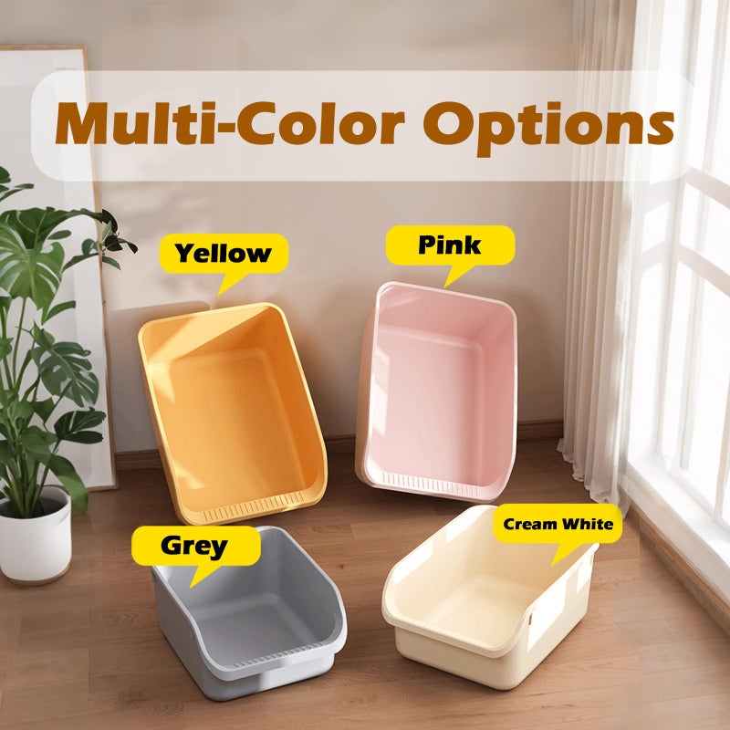 LoopTime Large Cat Litter Box with High Sides,Cat Boxes for Indoor Cats,Cat Litter Pan for Kitty,Litter Box with Low Entry,Anti-Splashing,Easy to Clean (Grey) - Image 4