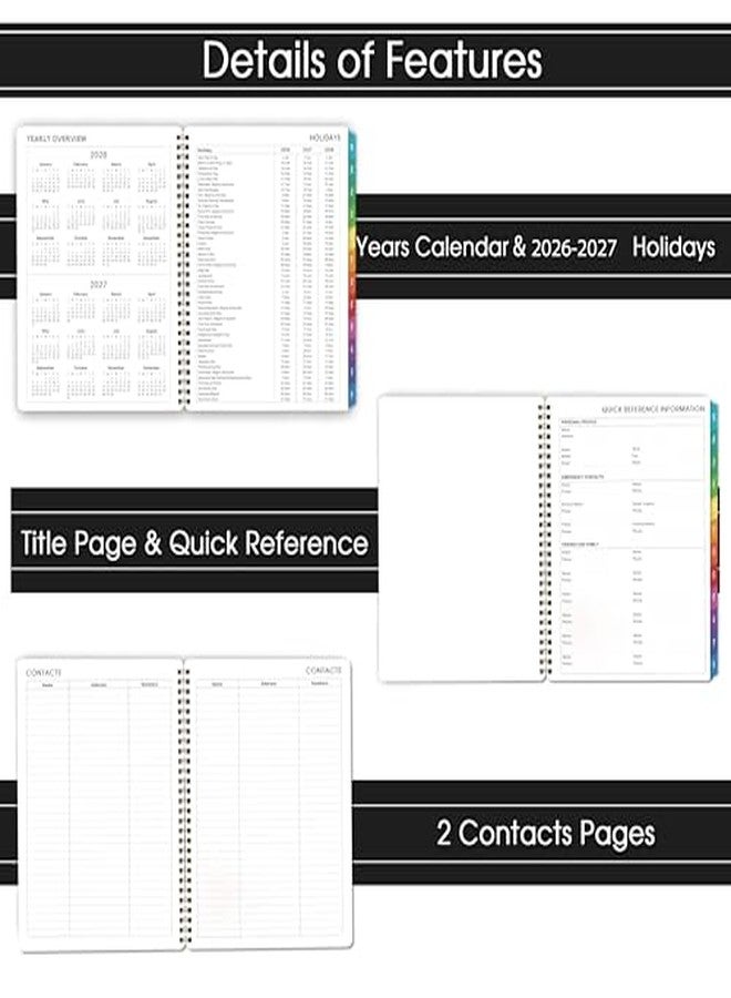 Artfan 2026-2027 Planner - Calendar/Planner 2026-2027 Weekly and Monthly with Tabs, 8" x 10", Jul. 2026 - Jun. 2027, Flexible Cover + Twin-Wire Binding + Calendars, Daily Organizer - Black - Image 5